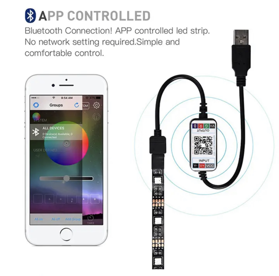 Miniatura 5 de CINTA LED RGB CONTROL APP BLUETOOTH 5 MT